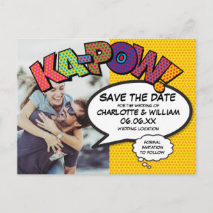 Carte Postale Faire-part Modern Save the Date Photo Comic Book KAPOW