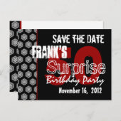 Carte Postale Faire-part Modern Save the Date Surprise 50th Party V337 (Devant / Derrière)