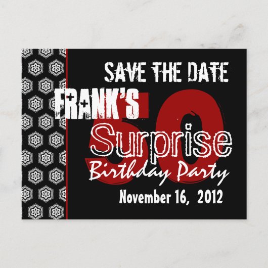 Carte Postale Faire-part Modern Save the Date Surprise 50th Party V337 (Devant)