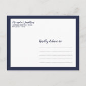 Carte Postale Faire-part Modern Script Marine Blue Wedding Enregistrer la d (Dos)