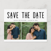 Carte Postale Faire-part Modern Two Photo Wedding Save the Date Postcard (Devant)