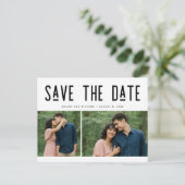 Carte Postale Faire-part Modern Two Photo Wedding Save the Date Postcard (Debout devant)