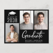 Carte Postale Faire-part Moderne 3 Photo Bold Script noir Graduation (Devant)