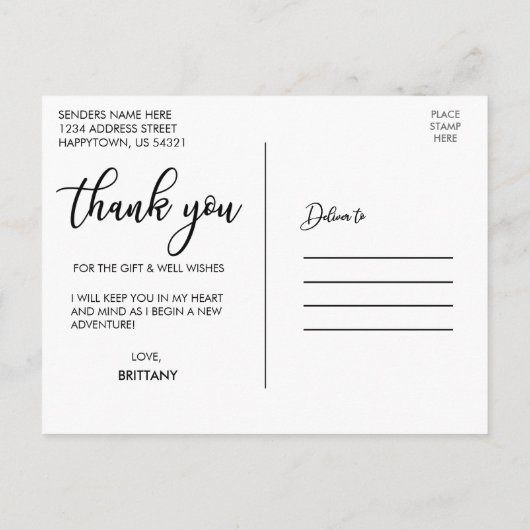 Carte Postale Faire-part Moderne 3 Photo Graduation Amour et Merci (Dos)