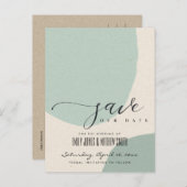 CARTE POSTALE FAIRE-PART MODERNE ABSTRAIT AQUA BLEU KRAFT ENREGISTRER LA DA (Devant / Derrière)