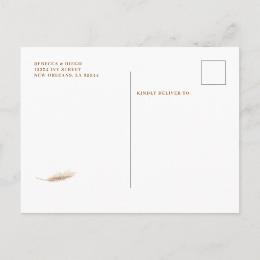 Carte Postale Faire-part Moderne Archevée Photo Mariage Save The Date Boho (Dos)