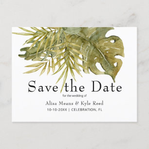 Carte Postale Faire-part Moderne Boho Feuilles Tropicales Enregistrer la Da