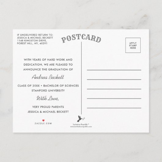 Carte Postale Faire-part Moderne Bokeh Lights 3 Diplôme photo (Dos)