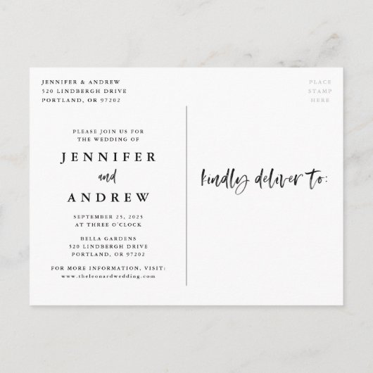 Carte Postale Faire-part Moderne brosse script Amour est patient report (Dos)