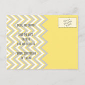 Carte Postale Faire-part Moderne chevron gris, mariage jaune Enregistrer la (Dos)