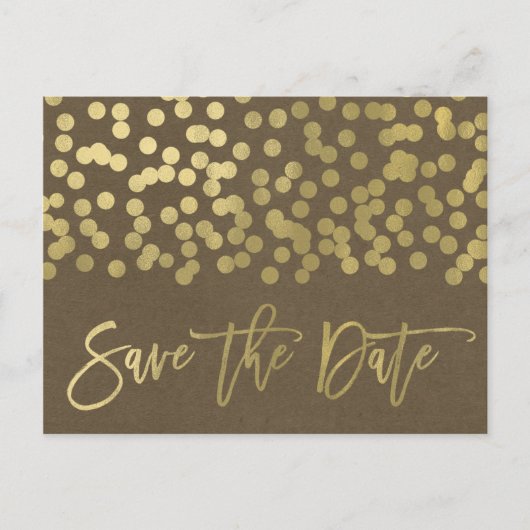 Carte Postale Faire-part Moderne Chic Rustique Kraft Or Save the Date (Devant)
