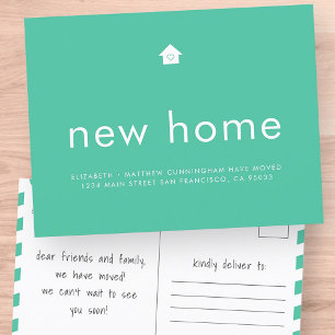 Carte Postale Faire-part Moderne couleur vive Minimaliste Nouvelle maison