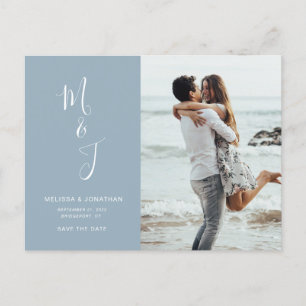 Carte Postale Faire-part Moderne Date de Sauvegarde Bleu Poudre