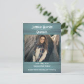 Carte Postale Faire-part Moderne Design Rustique Bois Photo Graduation (Debout devant)