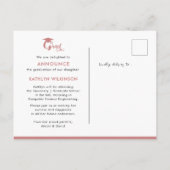 Carte Postale Faire-part Moderne Dusty Pink Script tendance Photo Graduatio (Dos)