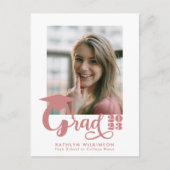 Carte Postale Faire-part Moderne Dusty Pink Script tendance Photo Graduatio (Devant)