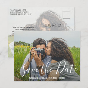 Carte Postale Faire-part Moderne Élégant Écriture Photo De Mariage Enregist