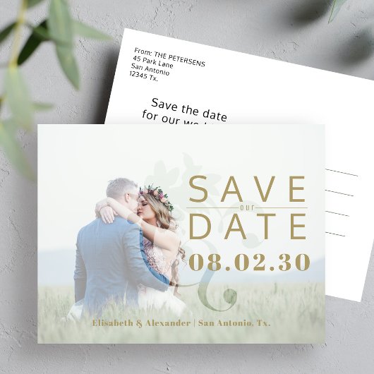 Carte Postale Faire-part Moderne élégant mariage photo simple enregistrer l