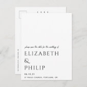 Carte Postale Faire-part moderne élégant noir et blanc pour annoncer votre (Devant / Derrière)