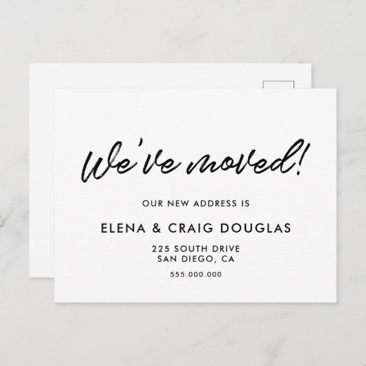 Carte Postale Faire-part moderne en mouvement noir et blanc (Devant / Derrière)