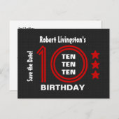 Carte Postale Faire-part Moderne Enregistrer la date 10e fête d'anniversair (Devant / Derrière)