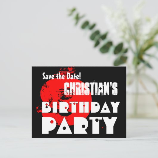 Carte Postale Faire-part Moderne Enregistrer la Date 9e fête d'anniversaire (Debout devant)