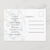 Carte Postale Faire-part Moderne Enregistrer la date Dusty Blue Eucalyptus  (Dos)