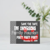 Carte Postale Faire-part Moderne Enregistrer la date Famille Réunion Rouge  (Debout devant)