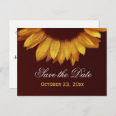 Carte Postale Faire-part Moderne Enregistrer la date Gold Coloured Sunflowe (Devant / Derrière)