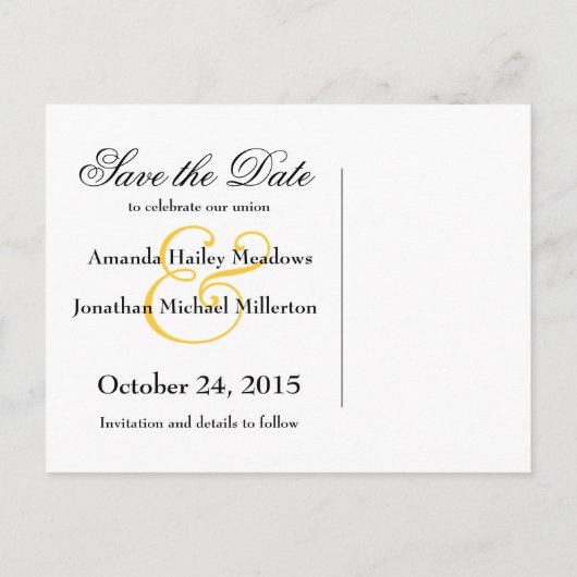 Carte Postale Faire-part Moderne Enregistrer la date Gold Coloured Sunflowe (Dos)