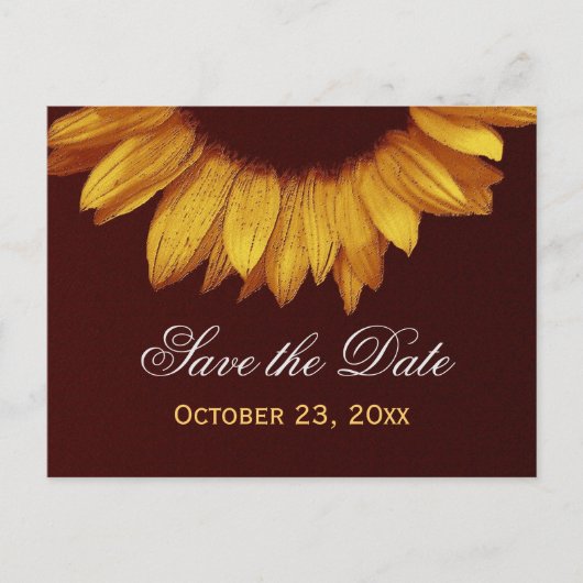 Carte Postale Faire-part Moderne Enregistrer la date Gold Coloured Sunflowe (Devant)