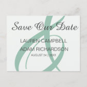 Carte Postale Faire-part Moderne Enregistrer la date Sage Green Ampersand M (Devant)