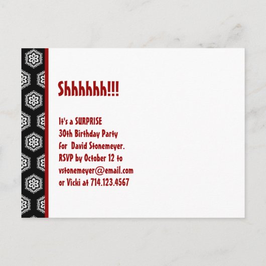 Carte Postale Faire-part Moderne Enregistrer la Date Surprise 40e Parti V33 (Dos)