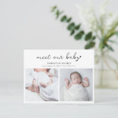 Carte Postale Faire-part Moderne Faisons Connaissance avec Notre Bébé 2 Col (Debout devant)