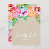 Carte Postale Faire-part Moderne Floral Marron Clair Kraft Save the Date (Devant / Derrière)