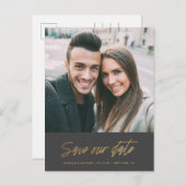 Carte Postale Faire-part Moderne gaufrage en cuivre doré | Photo Enregistre (Devant / Derrière)