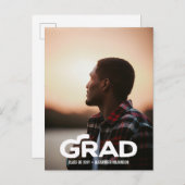 Carte Postale Faire-part Moderne Gras Script Minimal Photo Graduation (Devant / Derrière)
