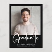 Carte Postale Faire-part Moderne Gras Script Photo Black Graduation (Devant)