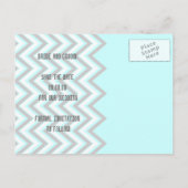 Carte Postale Faire-part Moderne gris chevron, aqua mariage Épargnez la dat (Dos)