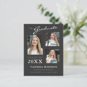 Carte Postale Faire-part moderne Gris Script (Debout devant)