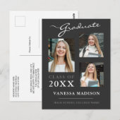 Carte Postale Faire-part moderne Gris Script (Devant / Derrière)