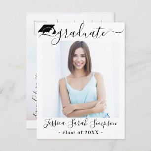 Carte Postale Faire-part Moderne minimaliste Graduation Party 2 PHOTO