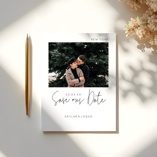 Carte Postale Faire-part Moderne Minimaliste Typographique Photo Sauvegarde