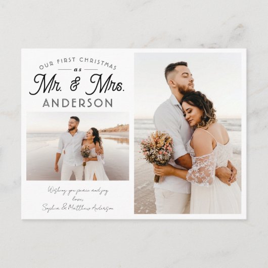 Carte Postale Faire-part Moderne Notre premier Noël Monsieur et Madame Deux (Devant)