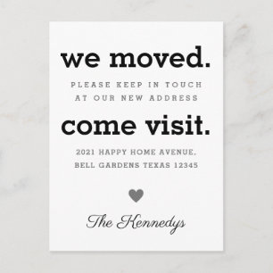 Carte Postale Faire-part Moderne Nous Avons Déménagé Venez Visiter Typograp