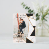 Carte Postale Faire-part Moderne Or Noir Abstrait sur Marbre Blanc (Debout devant)