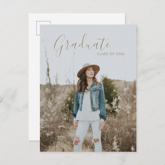 Carte Postale Faire-part Moderne Pays Chic Editable Photo Graduation (Devant / Derrière)