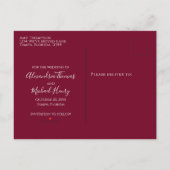 Carte Postale Faire-part Moderne Photo Simple Bordeaux Classique Minimalist (Dos)