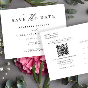 Carte Postale Faire-part Moderne QR CODE mariage élégant enregistrer la dat