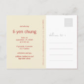 Carte Postale Faire-part Moderne Red Nesting Bird Family Photo simple Naiss (Dos)